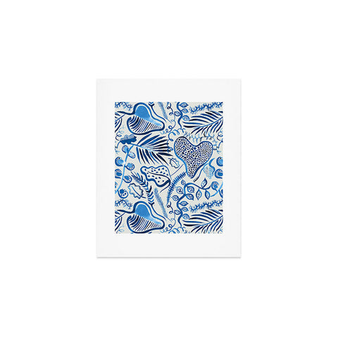 Ninola Design Tropical Forest Leaves Blue Art Print