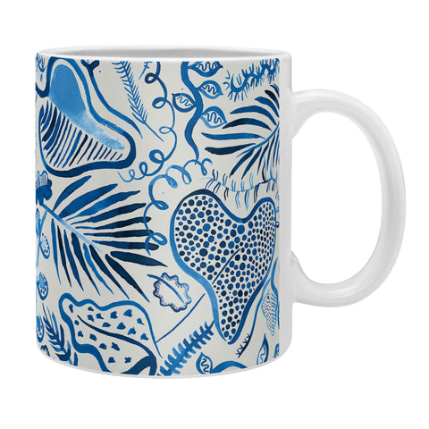 Ninola Design Tropical Forest Leaves Blue Coffee Mug