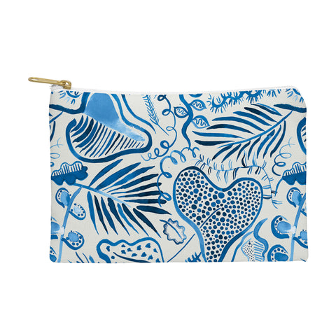 Ninola Design Tropical Forest Leaves Blue Pouch