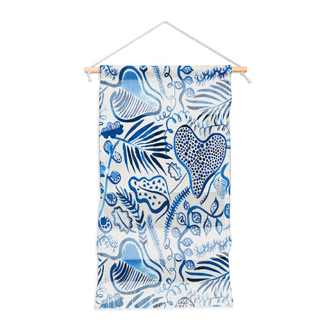 Ninola Design Tropical Forest Leaves Blue Wall Hanging Portrait