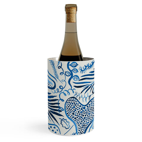 Ninola Design Tropical Forest Leaves Blue Wine Chiller