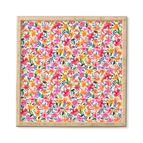 Ninola Design Tropical Hibiscus Flowers Pink Framed Wall Art