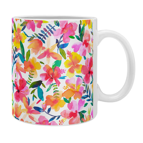Ninola Design Tropical Hibiscus Flowers Pink Coffee Mug