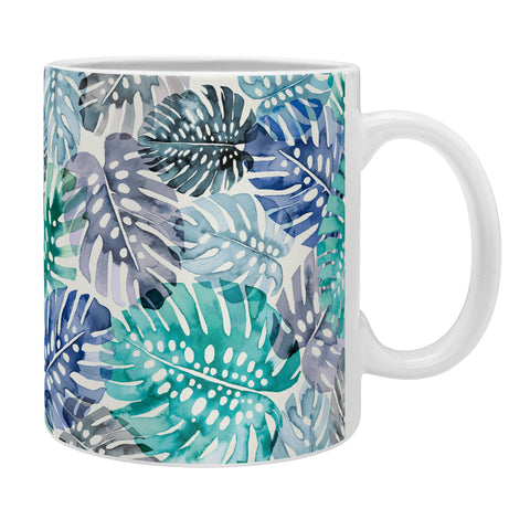 Ninola Design Tropical Jungle Leaves Blue Coffee Mug