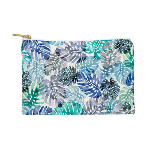 Ninola Design Tropical Jungle Leaves Blue Pouch