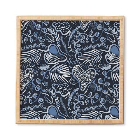 Ninola Design Tropical leaves forest Blue Framed Wall Art