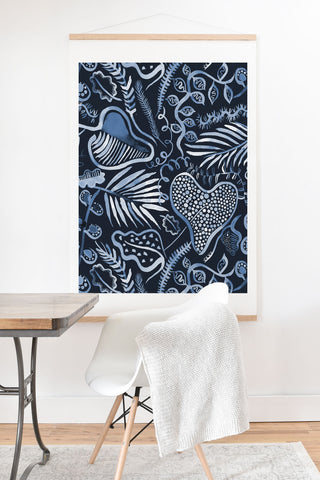 Ninola Design Tropical leaves forest Blue Art Print And Hanger