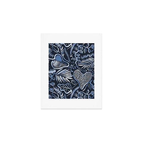 Ninola Design Tropical leaves forest Blue Art Print