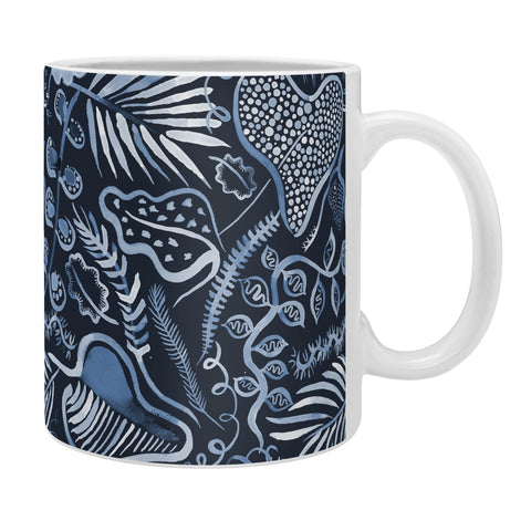 Ninola Design Tropical leaves forest Blue Coffee Mug
