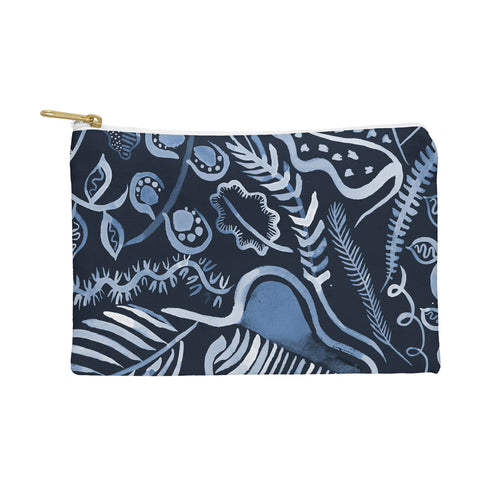 Ninola Design Tropical leaves forest Blue Pouch