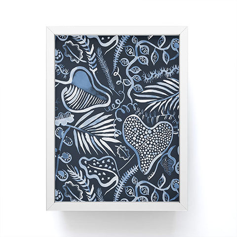 Ninola Design Tropical leaves forest Blue Framed Mini Art Print