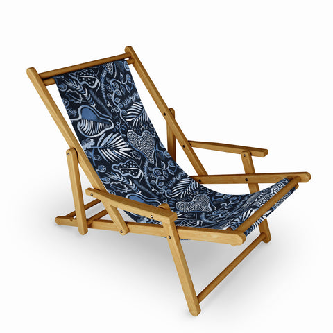 Ninola Design Tropical leaves forest Blue Sling Chair
