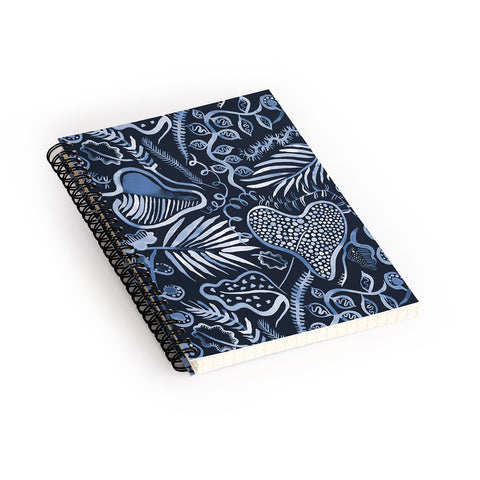 Ninola Design Tropical leaves forest Blue Spiral Notebook
