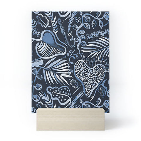 Ninola Design Tropical leaves forest Blue Mini Art Print