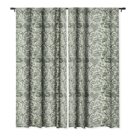 Ninola Design Tropical leaves forest Green Blackout Window Curtain