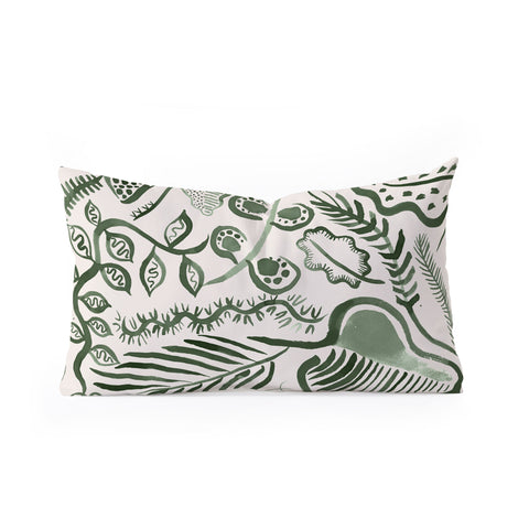 Ninola Design Tropical leaves forest Green Oblong Throw Pillow