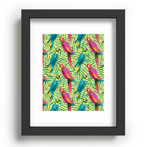 Ninola Design Tropical Parrots Palms Recessed Framing Rectangle
