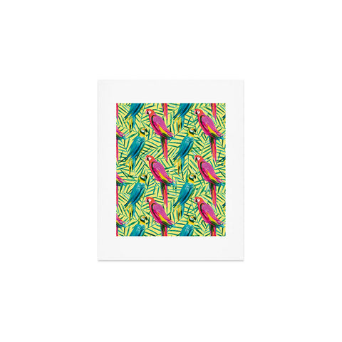 Ninola Design Tropical Parrots Palms Art Print