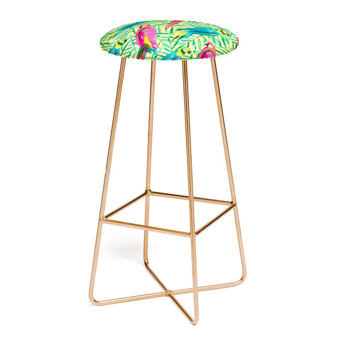 Ninola Design Tropical Parrots Palms Bar Stool