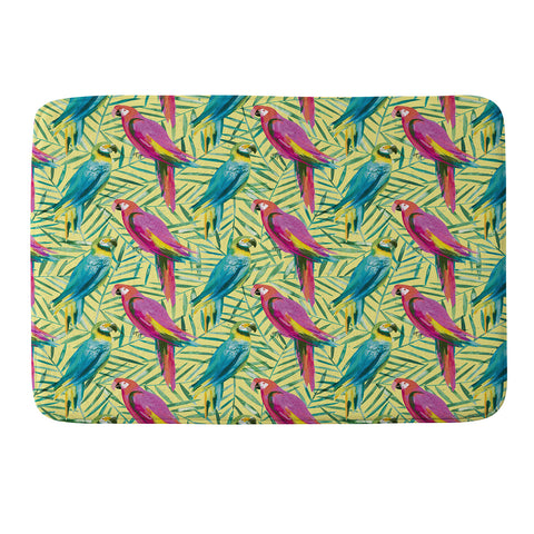Ninola Design Tropical Parrots Palms Memory Foam Bath Mat
