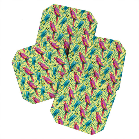 Ninola Design Tropical Parrots Palms Coaster Set