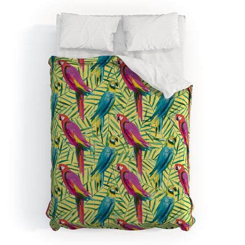 Ninola Design Tropical Parrots Palms Comforter