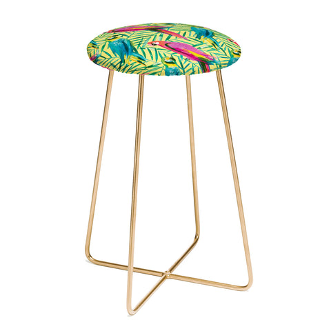 Ninola Design Tropical Parrots Palms Counter Stool