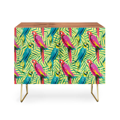 Ninola Design Tropical Parrots Palms Credenza