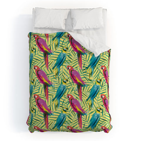 Ninola Design Tropical Parrots Palms Duvet Cover