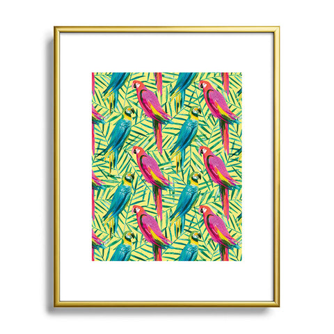 Ninola Design Tropical Parrots Palms Metal Framed Art Print