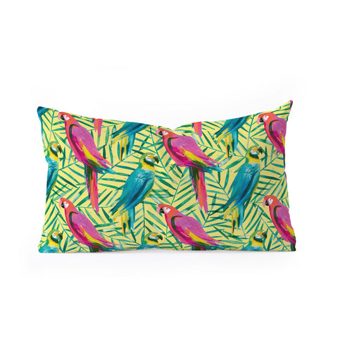 Ninola Design Tropical Parrots Palms Oblong Throw Pillow