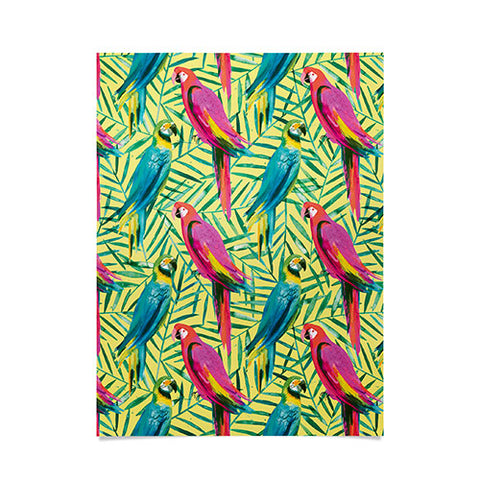 Ninola Design Tropical Parrots Palms Poster