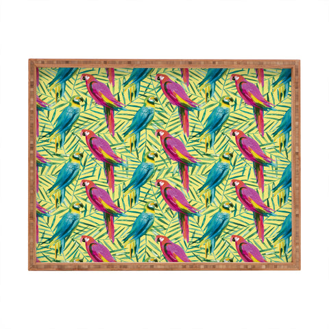 Ninola Design Tropical Parrots Palms Rectangular Tray