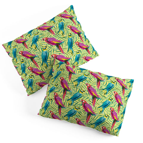 Ninola Design Tropical Parrots Palms Pillow Shams