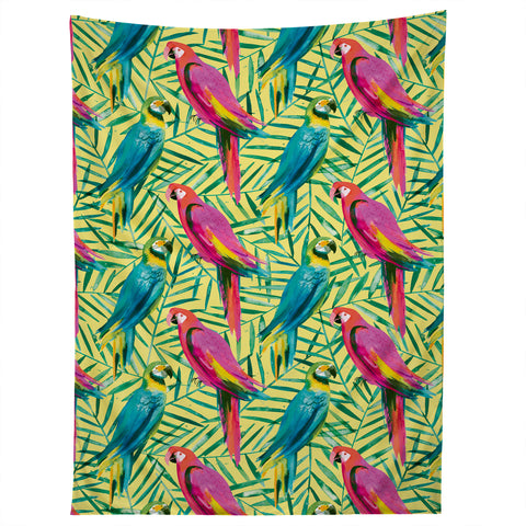 Ninola Design Tropical Parrots Palms Tapestry