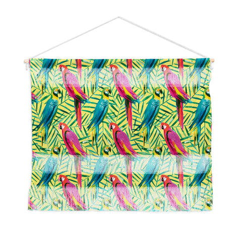 Ninola Design Tropical Parrots Palms Wall Hanging Landscape