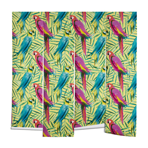 Ninola Design Tropical Parrots Palms Wall Mural