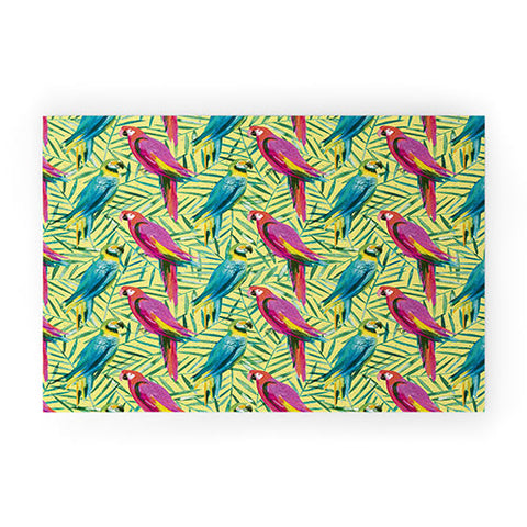 Ninola Design Tropical Parrots Palms Welcome Mat