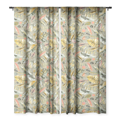 Ninola Design Tropical plants Sunbaked Green Sheer Non Repeat