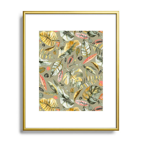 Ninola Design Tropical plants Sunbaked Green Metal Framed Art Print