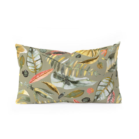 Ninola Design Tropical plants Sunbaked Green Oblong Throw Pillow