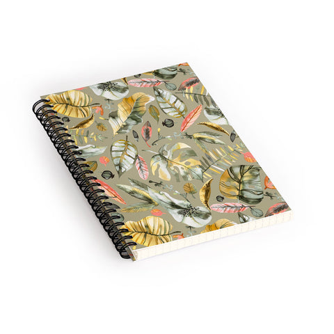 Ninola Design Tropical plants Sunbaked Green Spiral Notebook