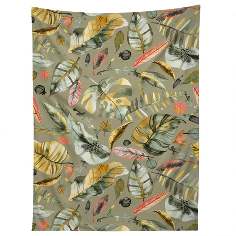 Ninola Design Tropical plants Sunbaked Green Tapestry