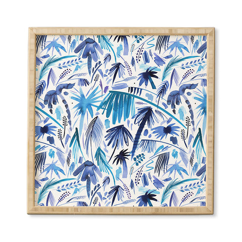 Ninola Design Tropical Relaxing Palms Blue Framed Wall Art