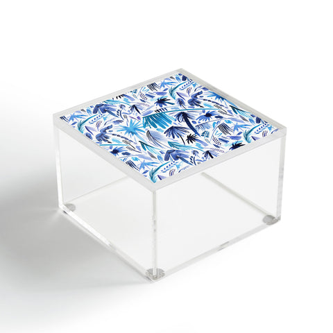 Ninola Design Tropical Relaxing Palms Blue Acrylic Box