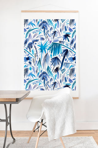 Ninola Design Tropical Relaxing Palms Blue Art Print And Hanger