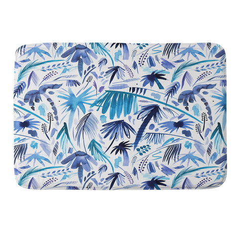 Ninola Design Tropical Relaxing Palms Blue Memory Foam Bath Mat