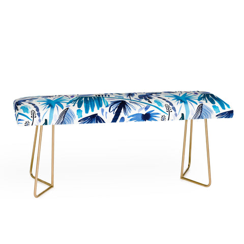 Ninola Design Tropical Relaxing Palms Blue Bench