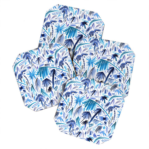 Ninola Design Tropical Relaxing Palms Blue Coaster Set
