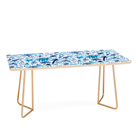 Ninola Design Tropical Relaxing Palms Blue Coffee Table